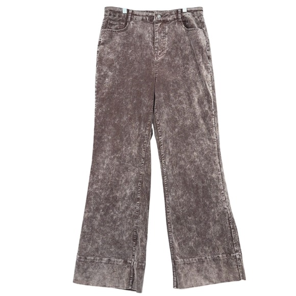 HYFVE Pants - HYFVE Wide Leg Corduroy Women L Cotton Spandex Brown Acid Wash Pants